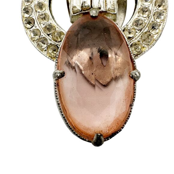 vintage WMCA pink & clear rhinestones Dress scarf Clip sparkle jewelry - Picture 3 of 7